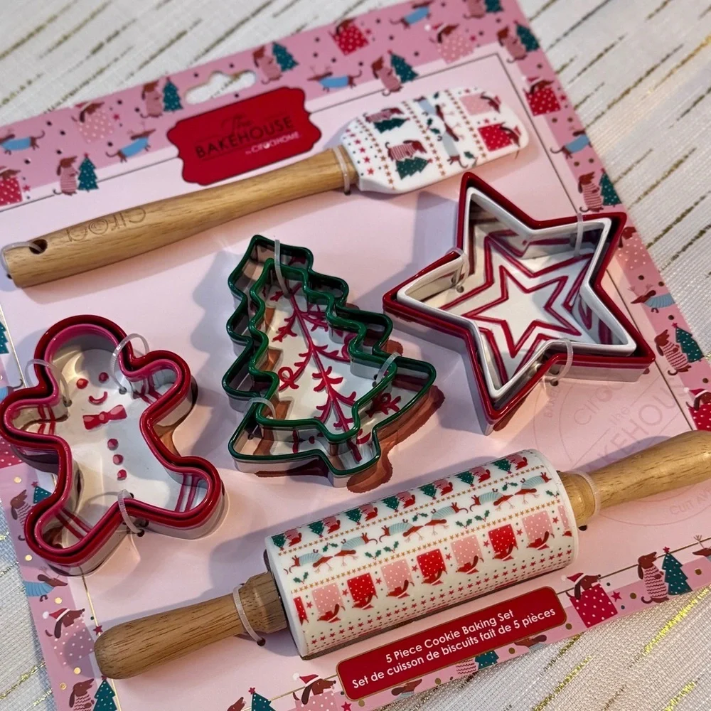 Dachshund Holiday Cookie Baking Set – 5 Piece Christmas Kit